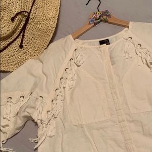 FREE PEOPLE cotton fringe shirt. Size XS